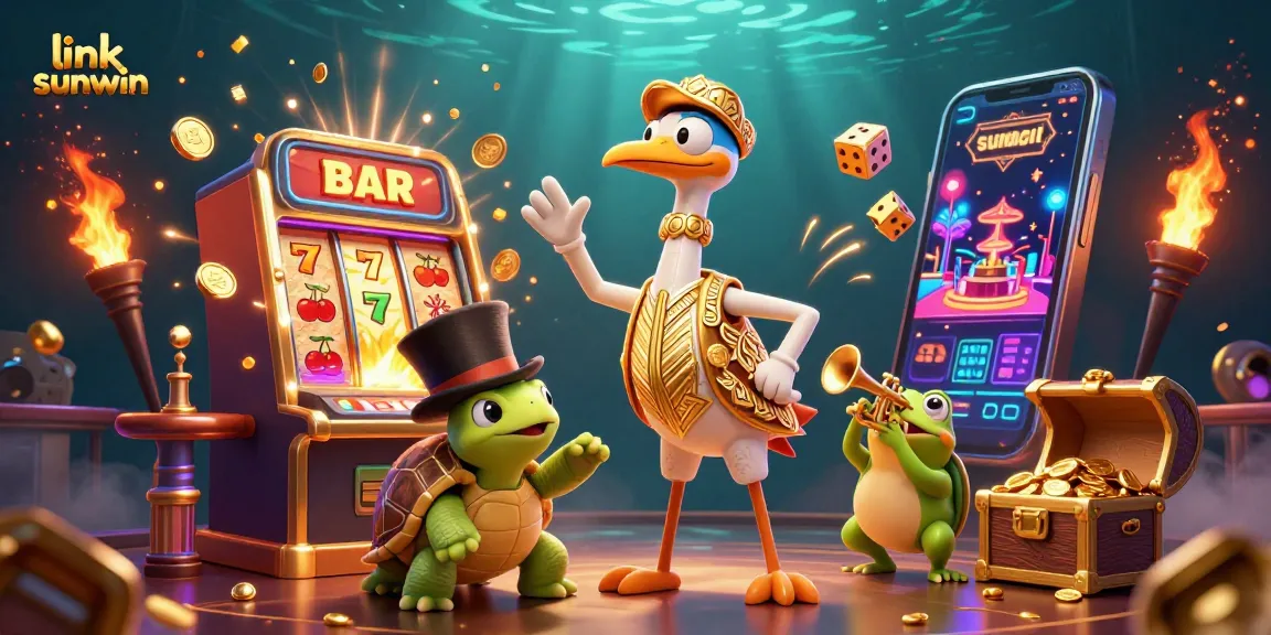 Unleash your luck at link sunwin with jackpots exploding from slot machines and colorful casino games.