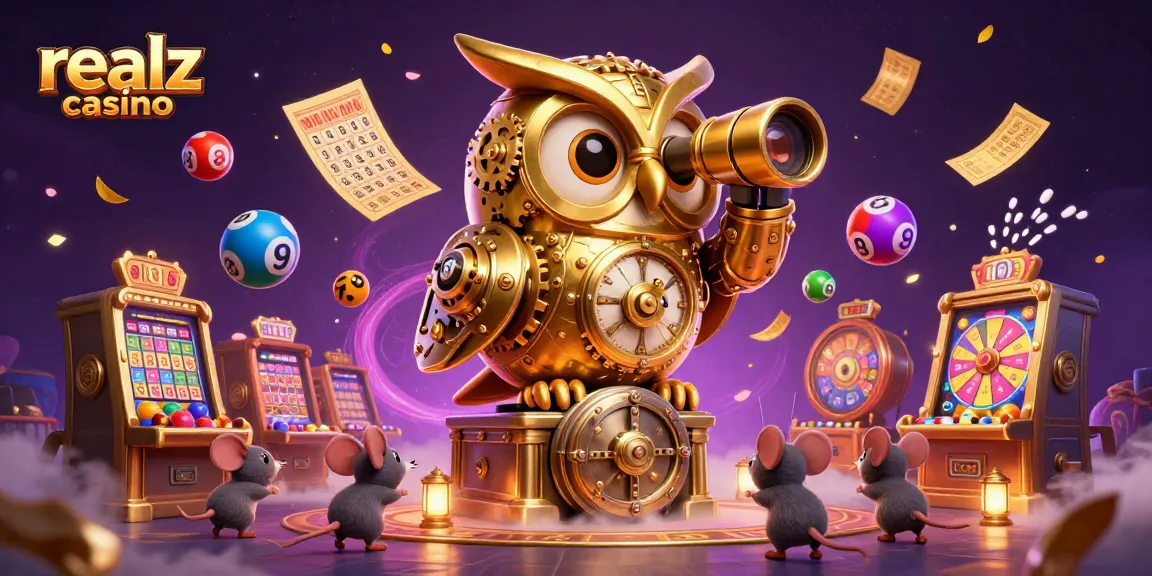Experience exciting moments at realz casino with a vivid scene of cartoon characters in a lively casino.